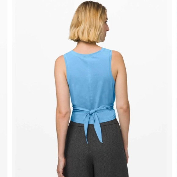 Lululemon Time to Restore Tank Top Aqua Smoke Blue Size 8 - Picture 2 of 5